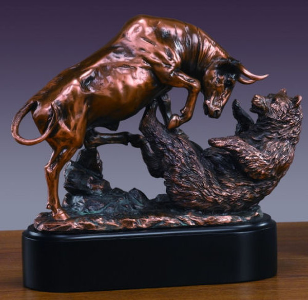 Bull And Bear in Battle Art Sculpture